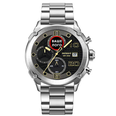 Годинник наручний Patriot 016 Ваше Лого Silver-Black Steel