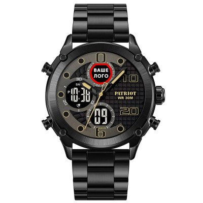 Годинник наручний Patriot 017 Ваше Лого All Black Steel