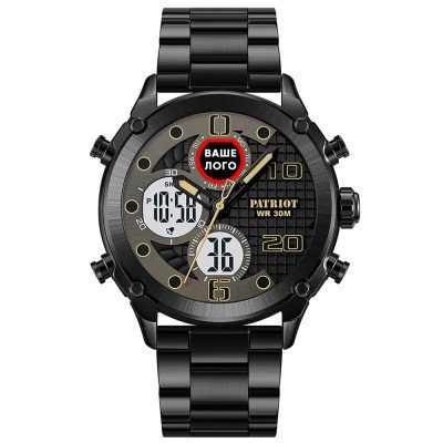 Годинник наручний Patriot 017 Ваше Лого Black-White Steel