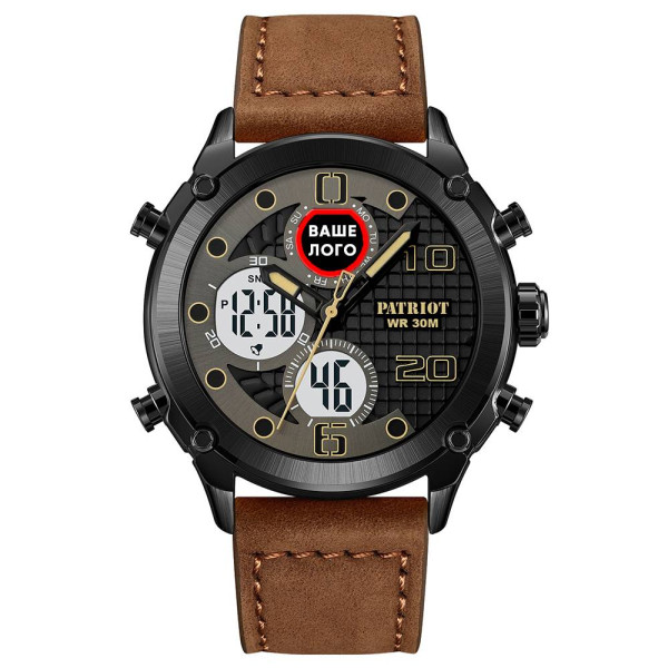 Годинник наручний Patriot 017 Ваше Лого Black-White-Brown фото 1