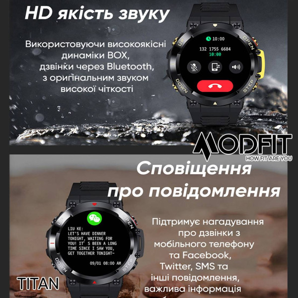 Смарт часы Modfit Titan Army Green 35 мм. фото 14