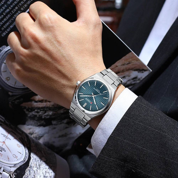 Чоловічий годинник Curren 8439 Silver-Blue фото 4