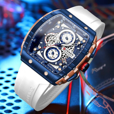 Мужские часы Curren 8442 Blue-Gold-White