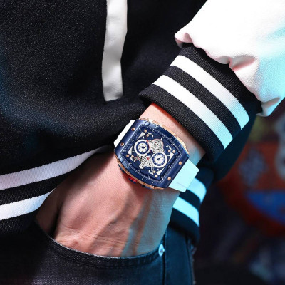 Мужские часы Curren 8442 Blue-Gold-White