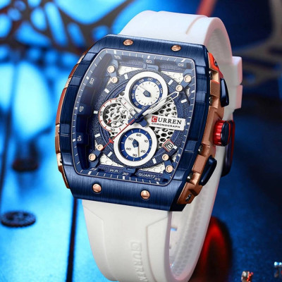 Мужские часы Curren 8442 Blue-Gold-White