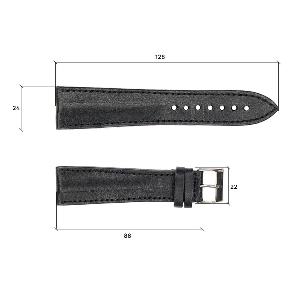 Ремешок кожанный 616 24х20 XL чорний товстий фото 4
