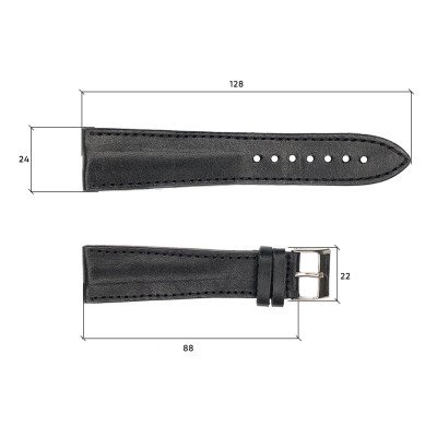 Ремешок кожанный 616 24х20 XL чорний товстий