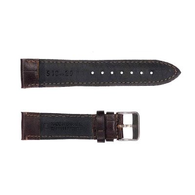 Ремешок кожанный 518 20x18 коричневий крокодил