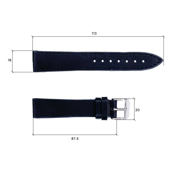 Ремешок кожанный 609 18x16 чорний фото 4