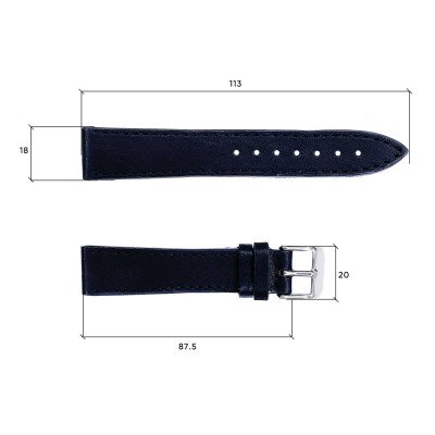 Ремешок кожанный 609 18x16 чорний