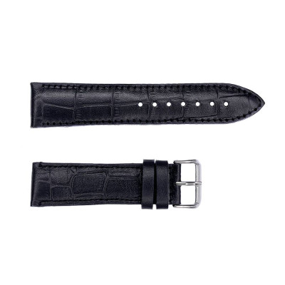 Ремешок кожанный 618 22x20 чорний крокодил