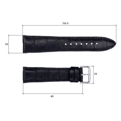 Ремінець шкіряний 648 24x20 XL чорний крокодил