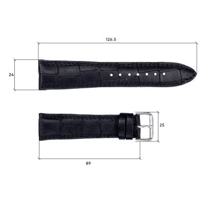 Ремешок кожанный 648 24x20 XL чорний крокодил