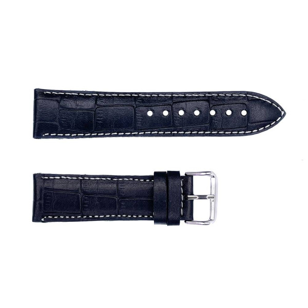 Ремешок кожанный 606 22x20 WS чорний крокодил фото 1