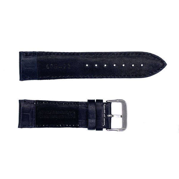 Ремешок кожанный 606 22x20 WS чорний крокодил фото 3