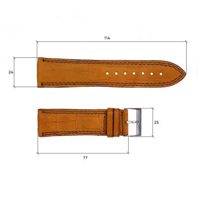 Ремешок кожанный 418 24x22 світло-коричневий крокодил