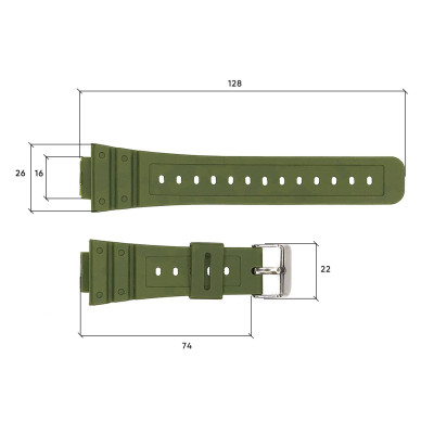 Ремінець для годинника Skmei 1628AGWT Army Green-White