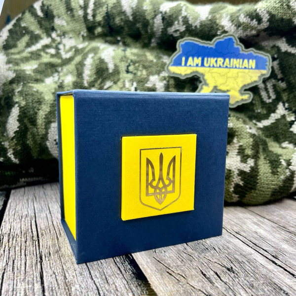 Аксесуари для годинників Подарункова картонна коробочка для годинників синє-жовта з тризубом фото 4