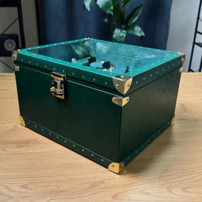 Коробка для чотирьох годинників з автопідзаводом зелена