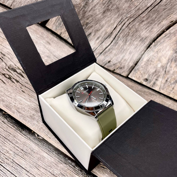 Подарункова картонна коробочка для годинника чорно-біла фото 6