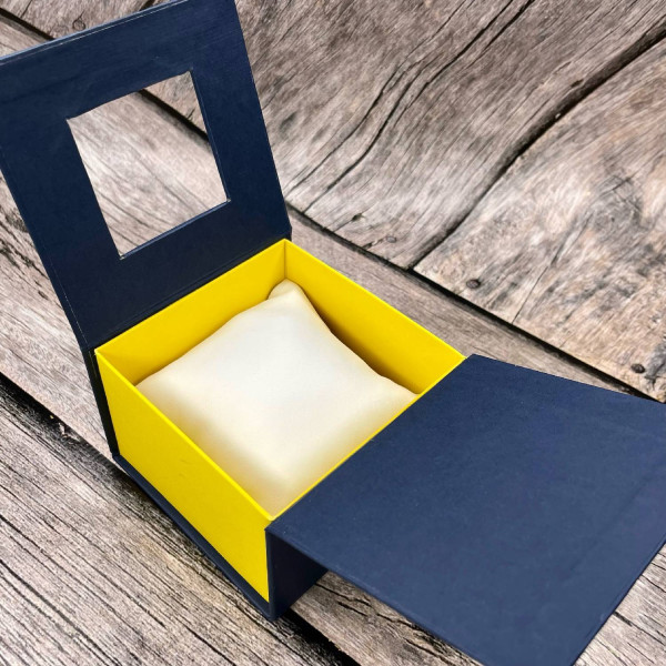 Аксессуары к часам Подарункова картонна коробочка для годинника синьо-жовта фото 5