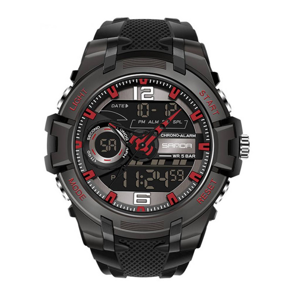 Чоловічий годинник Sanda 6015 Black-Red фото 1