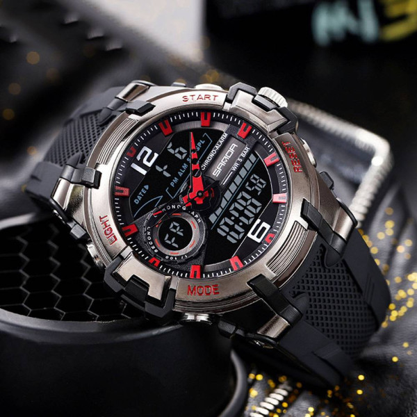 Чоловічий годинник Sanda 6015 Black-Red фото 3