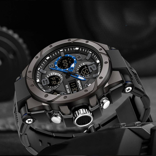 Чоловічий годинник Sanda 6008 Black-Blue фото 3