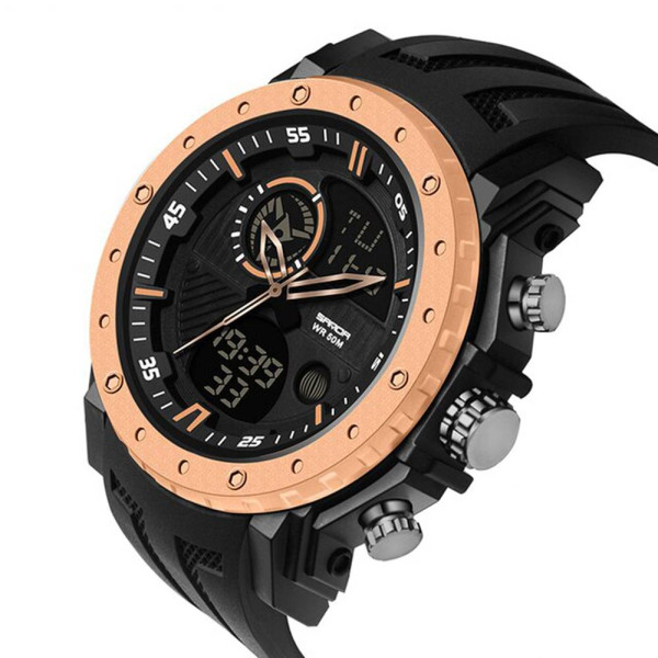 Чоловічий годинник Sanda 6012 Black-Rose Gold фото 3