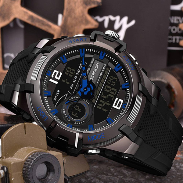 Чоловічий годинник Sanda 6015 Black-Blue фото 3