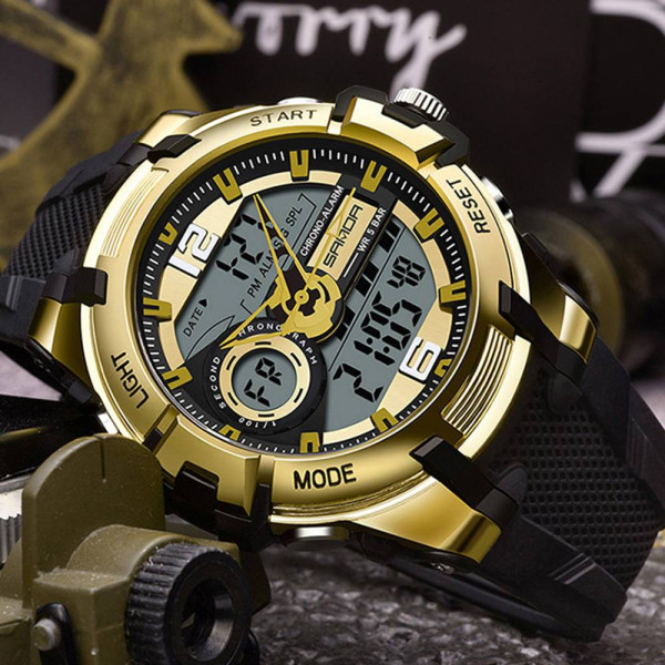 Чоловічий годинник Sanda 6015 Black-Gold фото 3