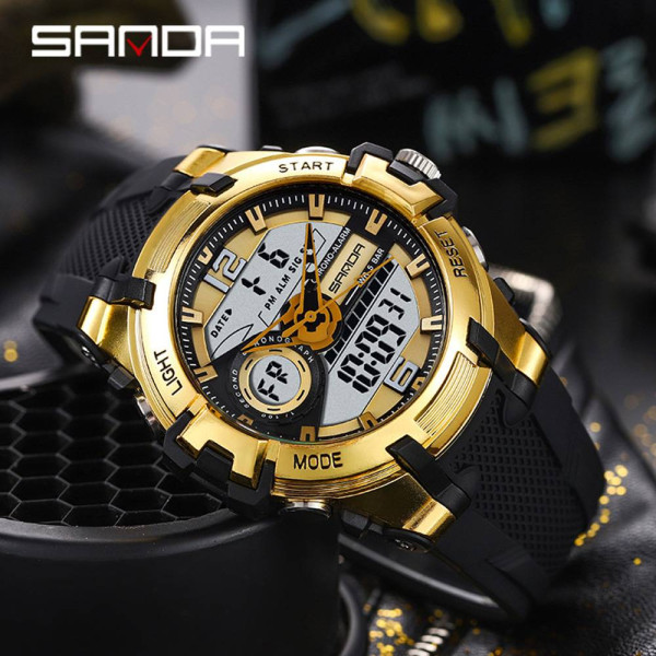 Чоловічий годинник Sanda 6015 Black-Gold фото 5
