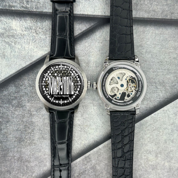 Чоловічий годинник скелетон Awarder 043 Маріуполь I Міста Герої, японський механізм фото 4