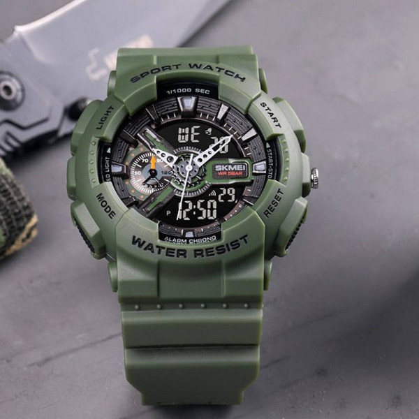 Чоловічий годинник Skmei 1688AG Army Green. фото 4