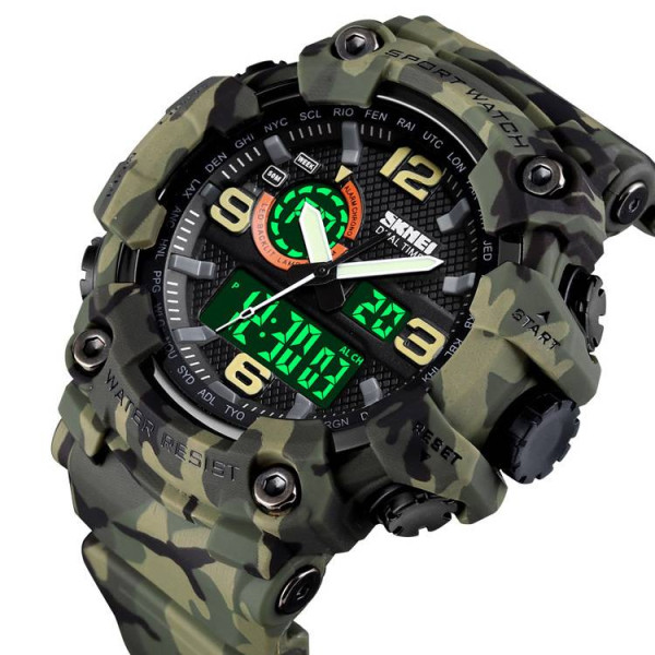 Чоловічий годинник Skmei 1520CMGN Green Camo. фото 3