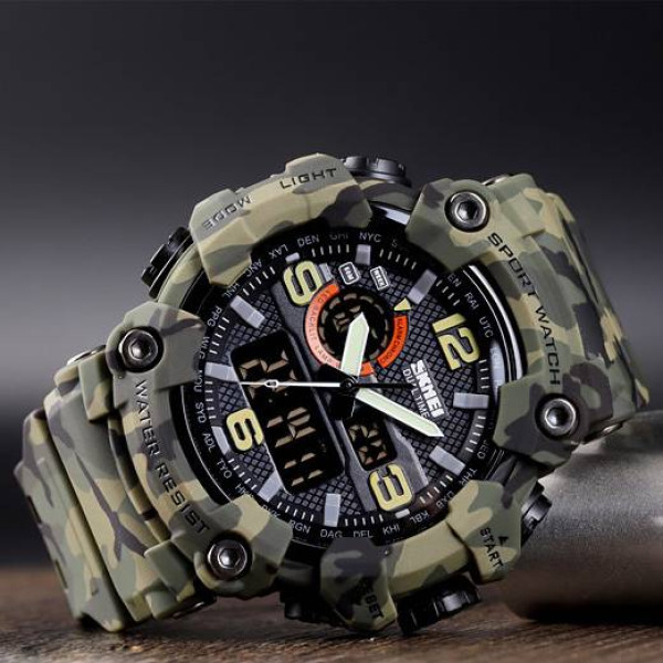 Чоловічий годинник Skmei 1520CMGN Green Camo. фото 5