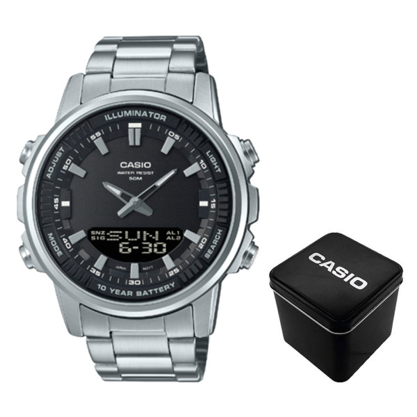 Классические Мужские часы Casio AMW-880D-1A стальные, водонепроницаемые, Япония. фото 1