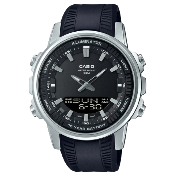 Классические Мужские часы Casio AMW-880-1A стальные, водонепроницаемые, Япония фото 1