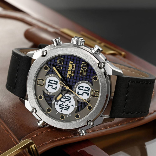 Мужские часы Skmei 1975LSIWT Silver-White Leather. фото 5