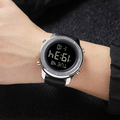 Skmei 1864LSIBK Silver-Black Leather