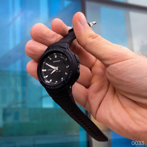 Чоловічий годинник Sanda 6005 Black-Silver фото 12