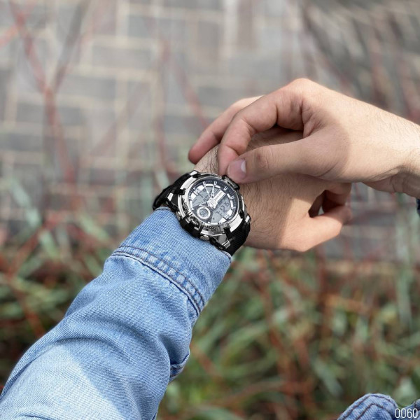 Чоловічий годинник Sanda 6015 Black-Silver фото 6
