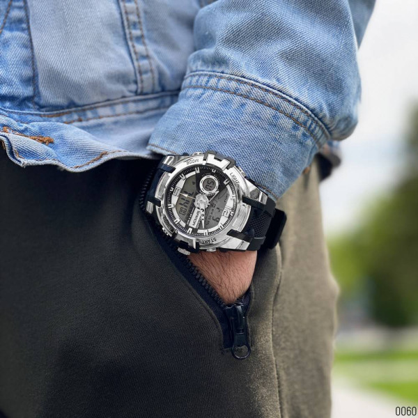 Чоловічий годинник Sanda 6015 Black-Silver фото 5