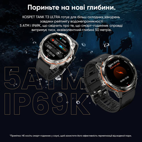 Тактические Умные Часы с Компасом Kospet TANK T3 ULTRA Black + GPS, Спортивные Режимы, Водозащита, Звонки фото 13