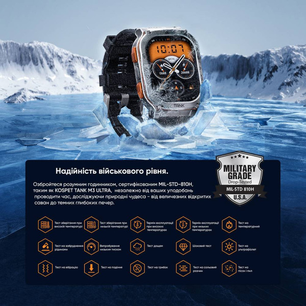 Спортивные Умные Часы Kospet TANK M3 ULTRA Silver + GPS, Спортивные Режимы, Водозащита фото 11