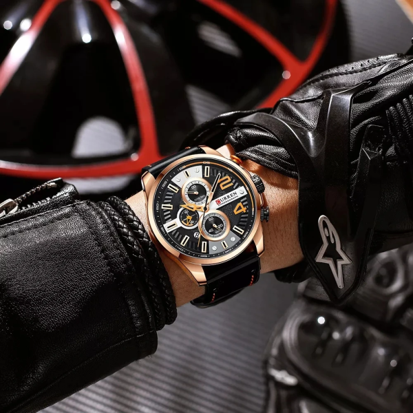 Чоловічий годинник Curren 8393 Gold-Black фото 4
