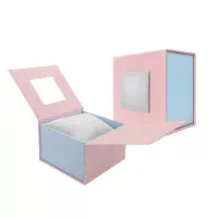Подарункова картонна коробочка для годинника рожево-блакитна