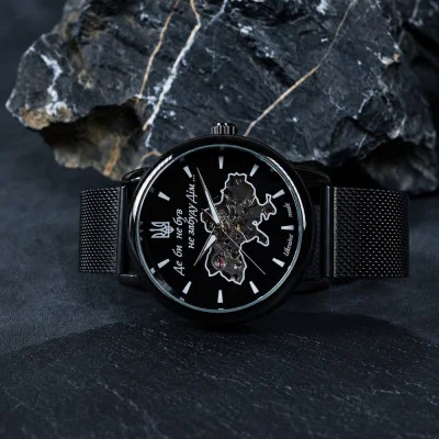 Класичний чоловічий годинник Awarder 022 All Black Mechanic Mesh Не Забуду Дім
