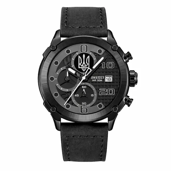 Чоловічий годинник Awarder 016 Тризуб срібло All Black фото 1