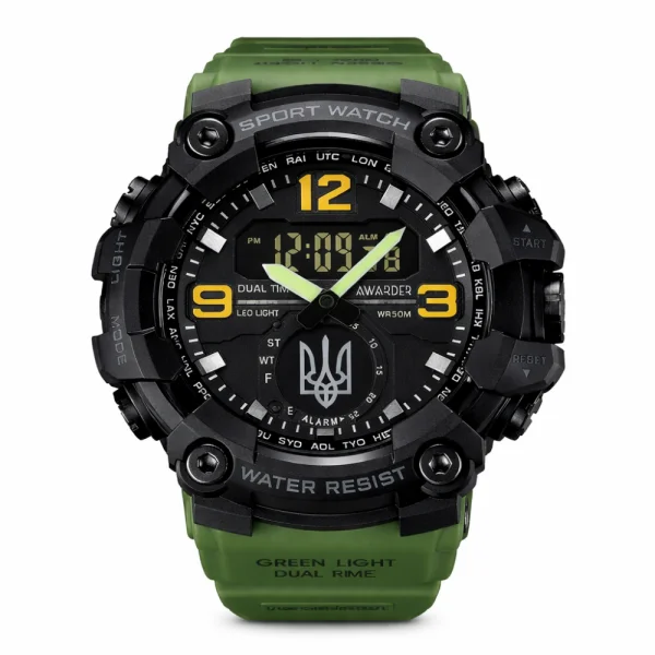 Чоловічий годинник Awarder 003 Тризуб срібло Army Green-Black фото 1